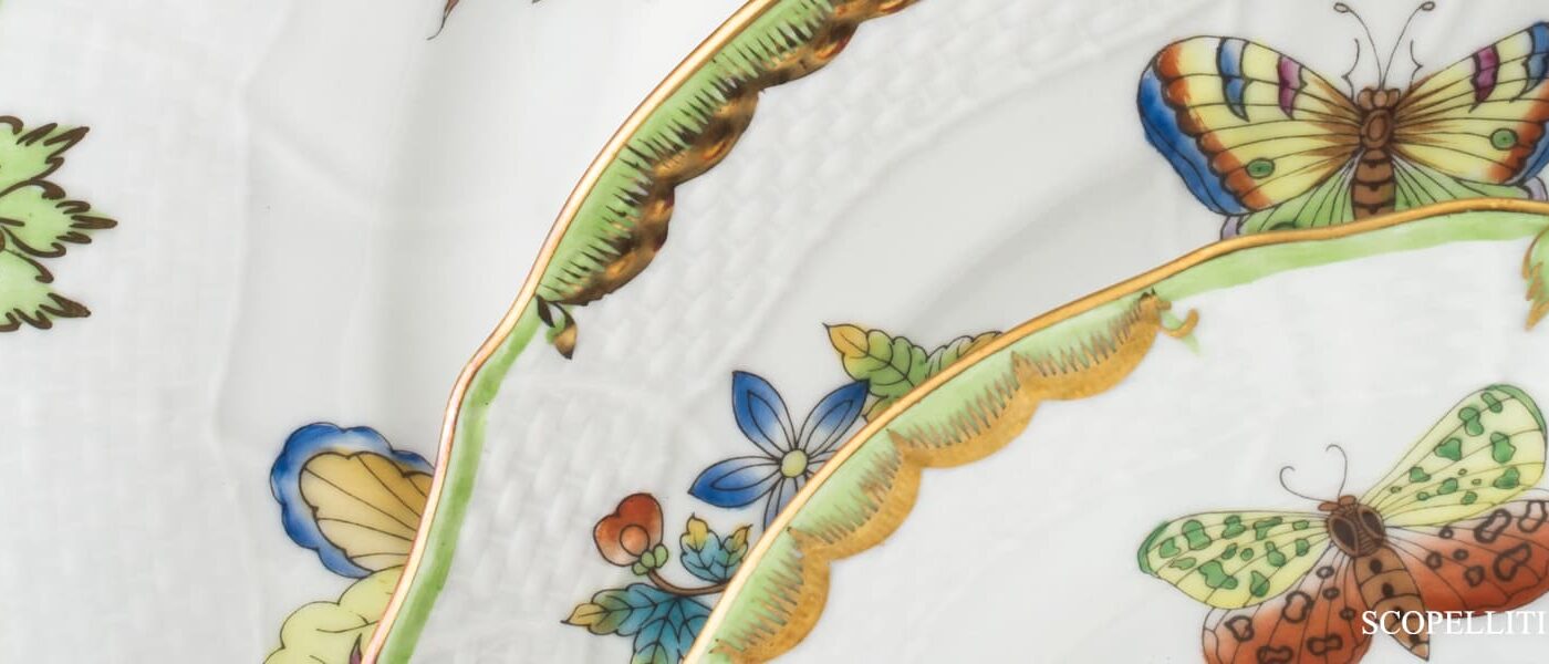 porcellane herend decoro queen victoria fiori e farfalle