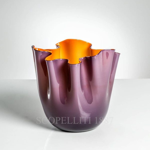 vaso venini fazzoletto indaco arancio
