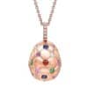 Collana con Uovo Fabergé Treillage in Oro Rosa 18k con Pietre Preziose