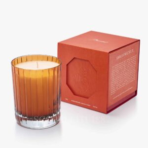 bomboniera baccarat candela profumata arancione con scatola