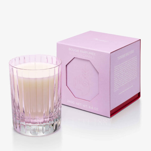 bomboniera baccarat candela profumata rosa con scatola