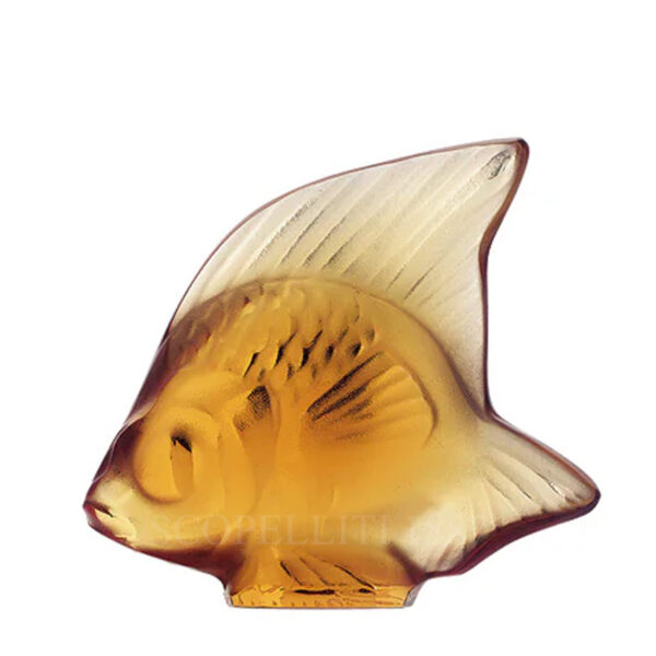 bomboniera pesce lalique in cristallo ambra