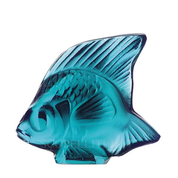 bomboniera pesce lalique in cristallo turchese chiaro