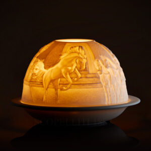 litofania sogna equestre bernardaud luce accesa