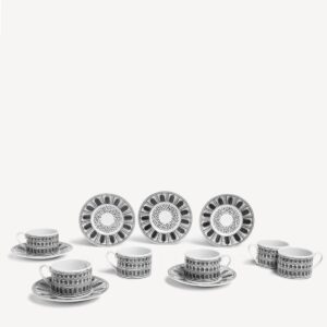 fornasetti-set-di 6-tazze-tè-con-piattino fornasetti set di 6 tazze tè architettura